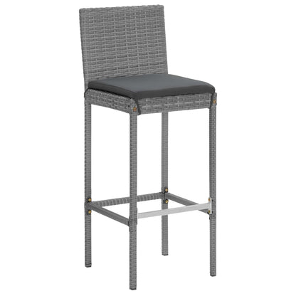 vidaXL 5 Piece Garden Bar Set with Cushions Grey Poly Rattan