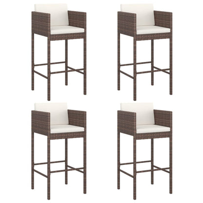 vidaXL 5 Piece Garden Bar Set with Cushions Brown Poly Rattan