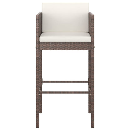 vidaXL 5 Piece Garden Bar Set with Cushions Brown Poly Rattan