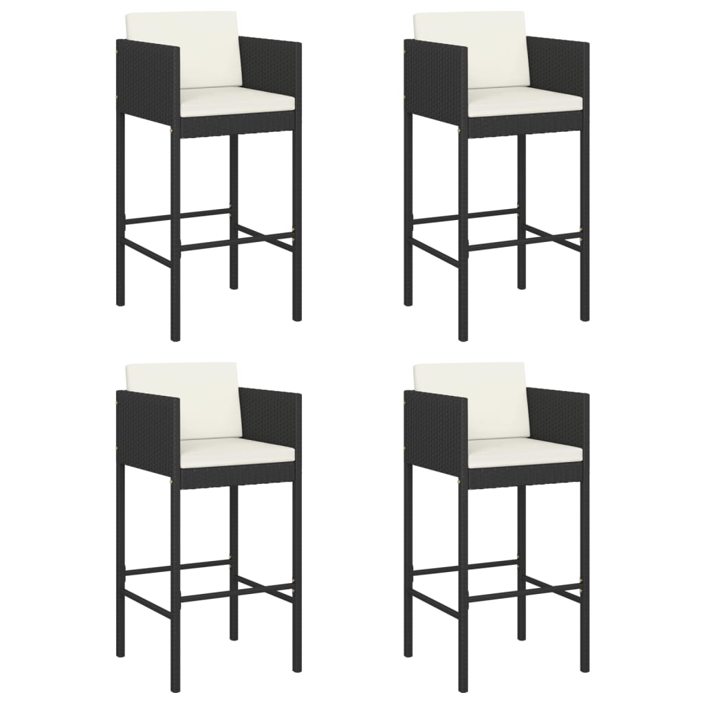 vidaXL 5 Piece Garden Bar Set with Cushions Black Poly Rattan