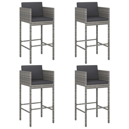 vidaXL 5 Piece Garden Bar Set with Cushions Grey Poly Rattan