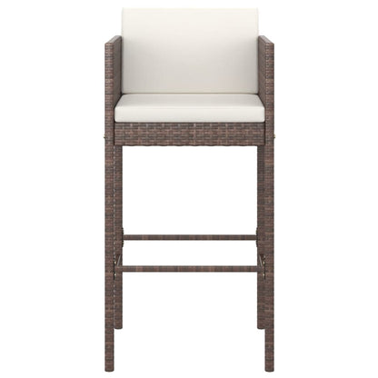 vidaXL 5 Piece Garden Bar Set with Cushions Brown Poly Rattan