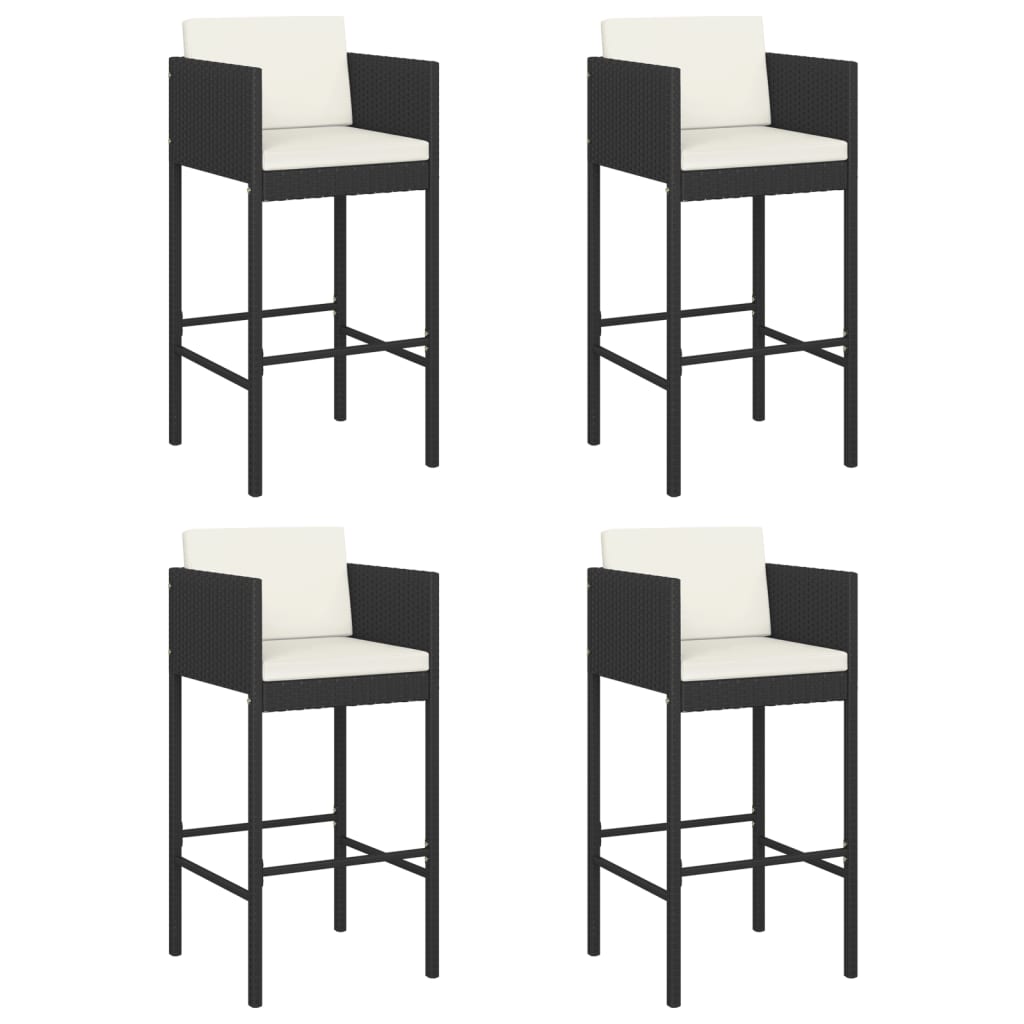 vidaXL 5 Piece Garden Bar Set with Cushions Black Poly Rattan