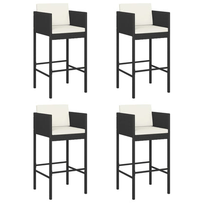 vidaXL 5 Piece Garden Bar Set with Cushions Black Poly Rattan