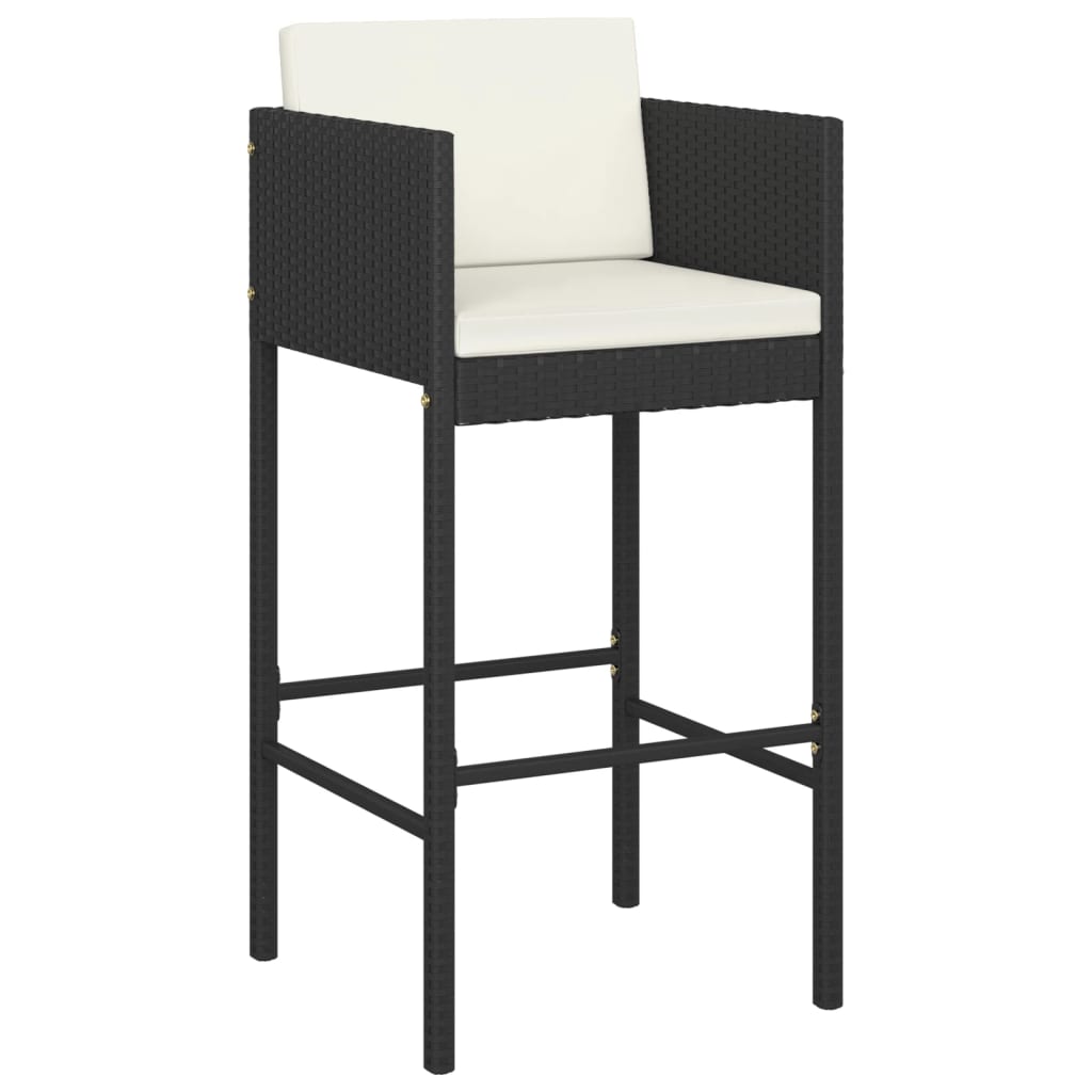 vidaXL 5 Piece Garden Bar Set with Cushions Black Poly Rattan