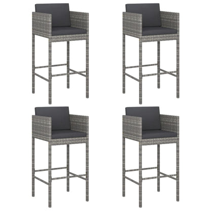 vidaXL 5 Piece Garden Bar Set with Cushions Grey Poly Rattan