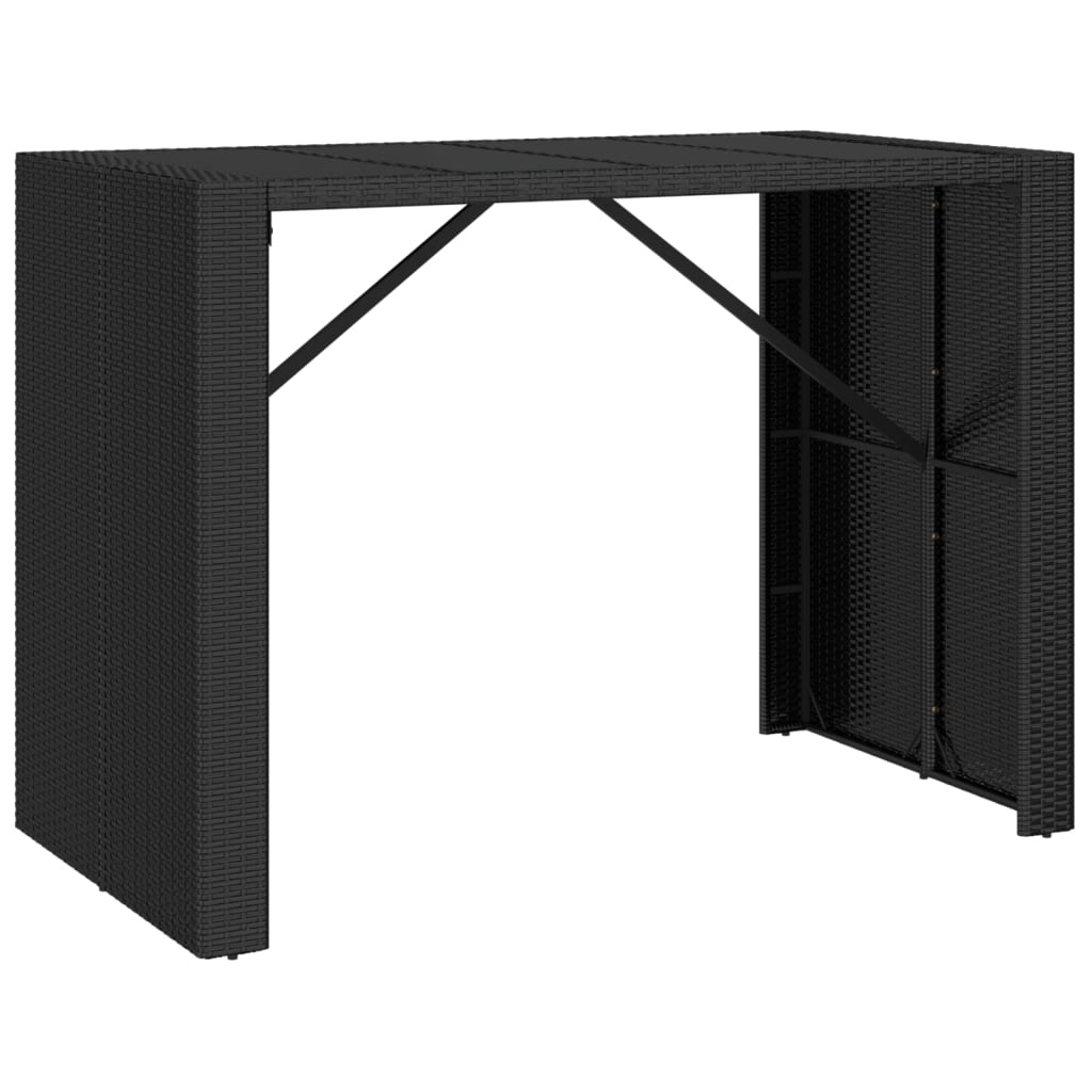 vidaXL 7 Piece Garden Bar Set with Cushions Black Poly Rattan