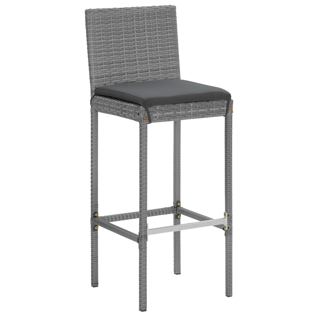 vidaXL 9 Piece Garden Bar Set with Cushions Grey Poly Rattan