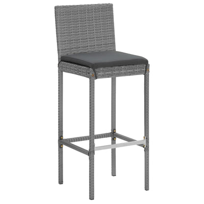 vidaXL 9 Piece Garden Bar Set with Cushions Grey Poly Rattan