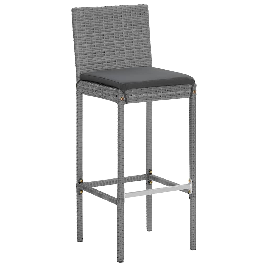 vidaXL 9 Piece Garden Bar Set with Cushions Grey Poly Rattan