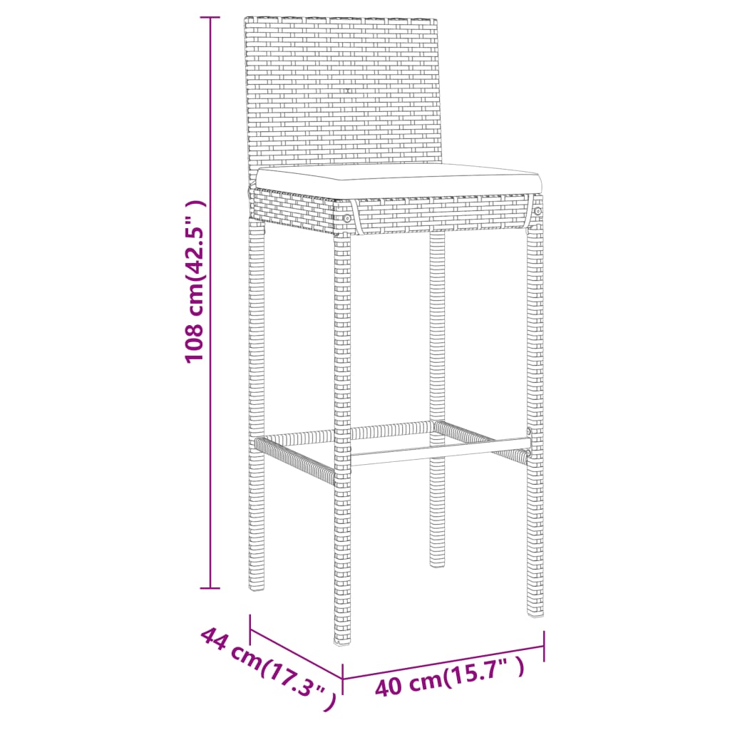 vidaXL 9 Piece Garden Bar Set with Cushions Grey Poly Rattan