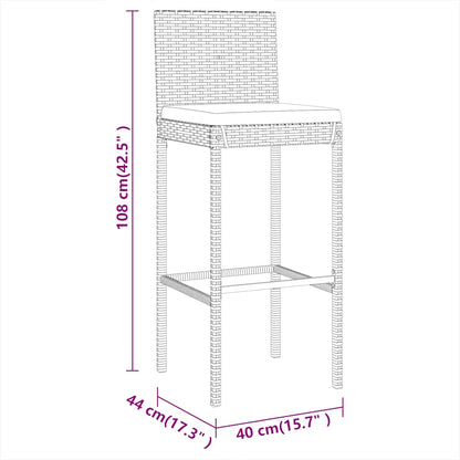 vidaXL 9 Piece Garden Bar Set with Cushions Grey Poly Rattan