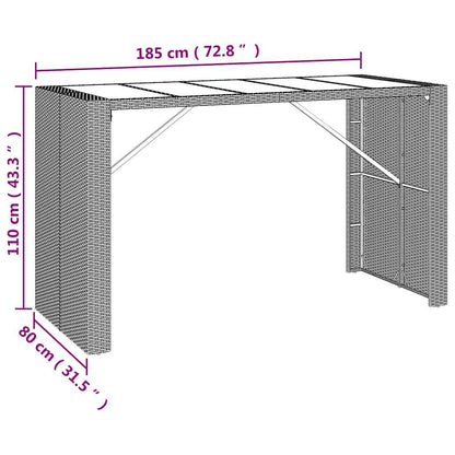 vidaXL 9 Piece Garden Bar Set with Cushions Grey Poly Rattan