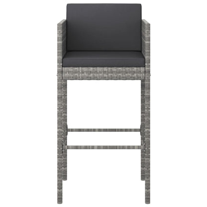vidaXL 7 Piece Garden Bar Set with Cushions Grey Poly Rattan
