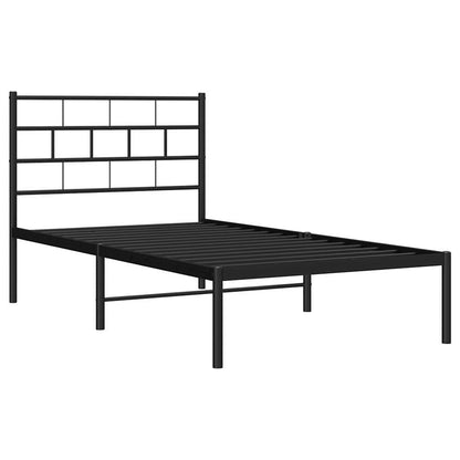 vidaXL Metal Bed Frame without Mattress with Headboard Black 100x190cm