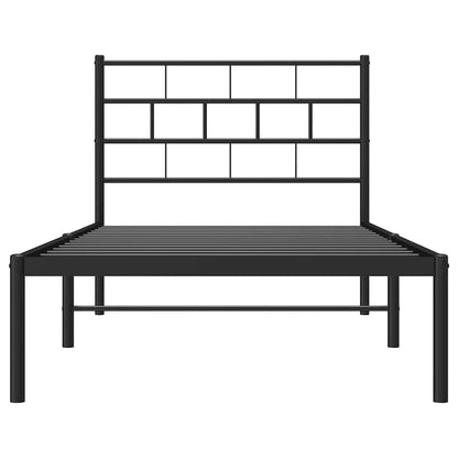 vidaXL Metal Bed Frame without Mattress with Headboard Black 100x190cm