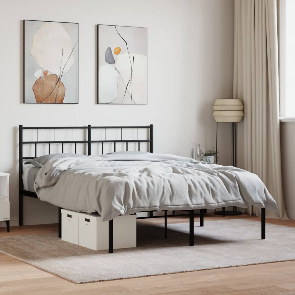 vidaXL Metal Bed Frame without Mattress with Headboard Black 120x200cm