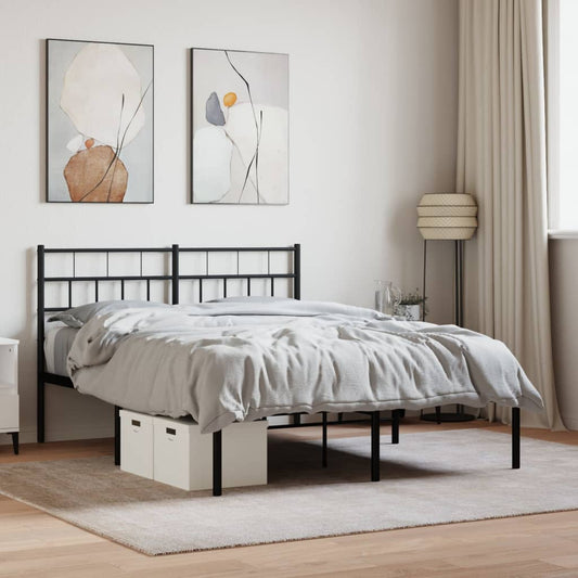 vidaXL Metal Bed Frame without Mattress with Headboard Black 120x200cm