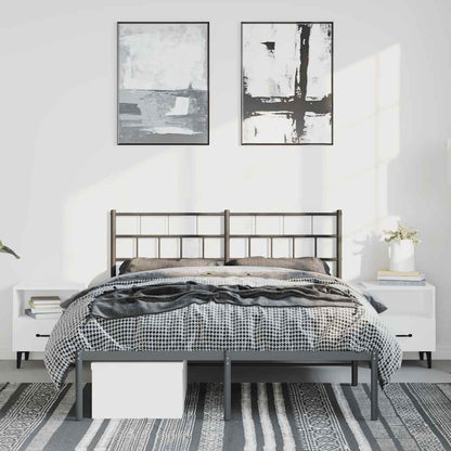 vidaXL Metal Bed Frame without Mattress with Headboard Black 135x190cm