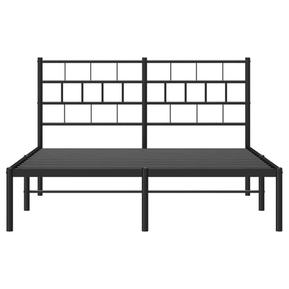 vidaXL Metal Bed Frame without Mattress with Headboard Black 135x190cm