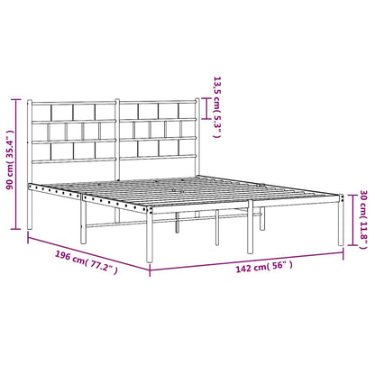 vidaXL Metal Bed Frame without Mattress with Headboard Black 135x190cm