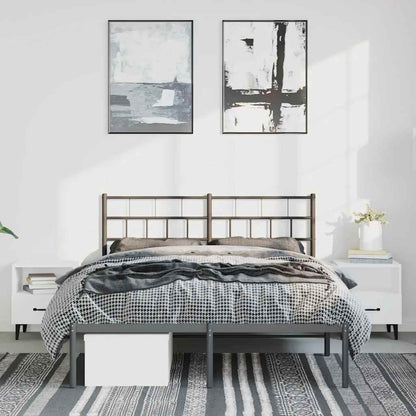 vidaXL Metal Bed Frame without Mattress with Headboard Black 150x200cm