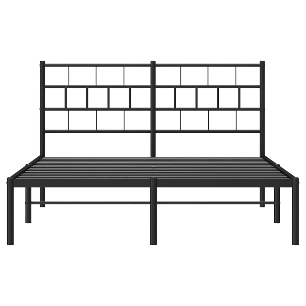 vidaXL Metal Bed Frame without Mattress with Headboard Black 150x200cm