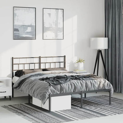 vidaXL Metal Bed Frame without Mattress with Headboard Black 150x200cm