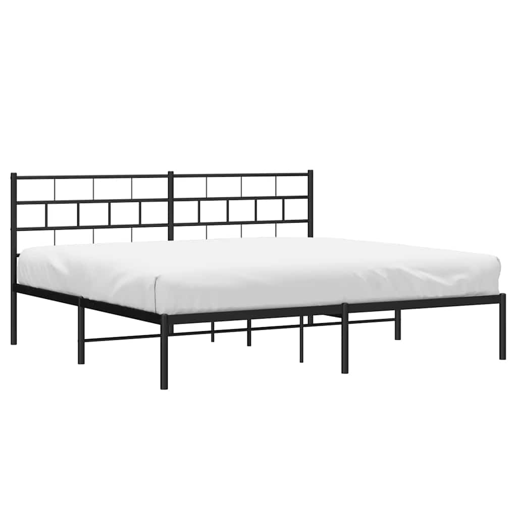 vidaXL Metal Bed Frame without Mattress with Headboard Black 193x203cm