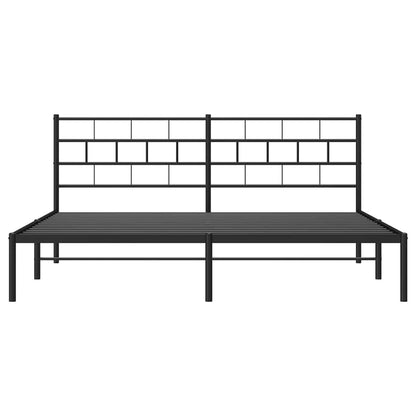 vidaXL Metal Bed Frame without Mattress with Headboard Black 193x203cm