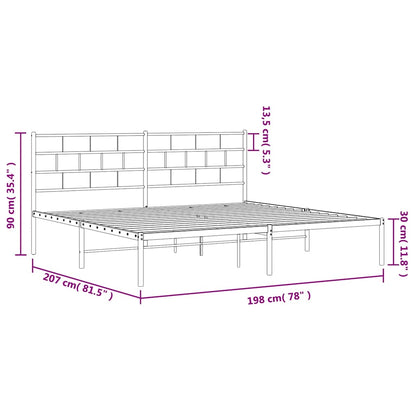 vidaXL Metal Bed Frame without Mattress with Headboard Black 193x203cm