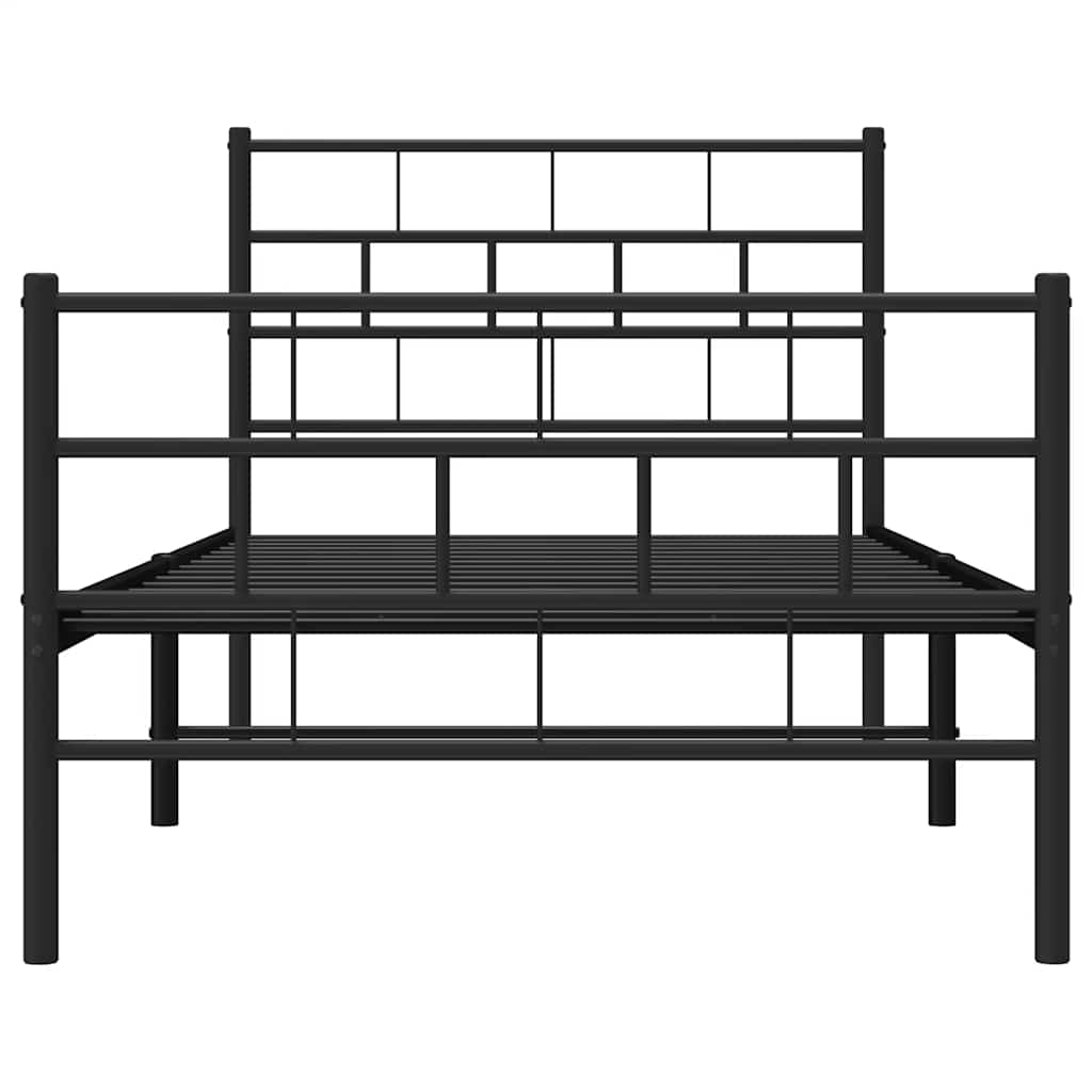 vidaXL Metal Bed Frame without Mattress with Footboard Black 100x200cm