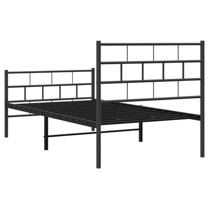vidaXL Metal Bed Frame without Mattress with Footboard Black 100x200cm