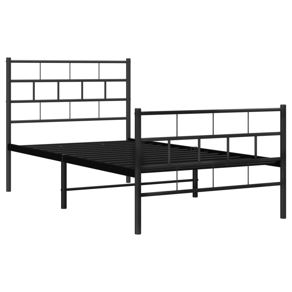 vidaXL Metal Bed Frame without Mattress with Footboard Black 107x203cm
