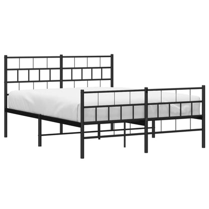 vidaXL Metal Bed Frame without Mattress with Footboard Black 120x200cm