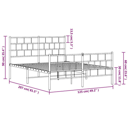 vidaXL Metal Bed Frame without Mattress with Footboard Black 120x200cm