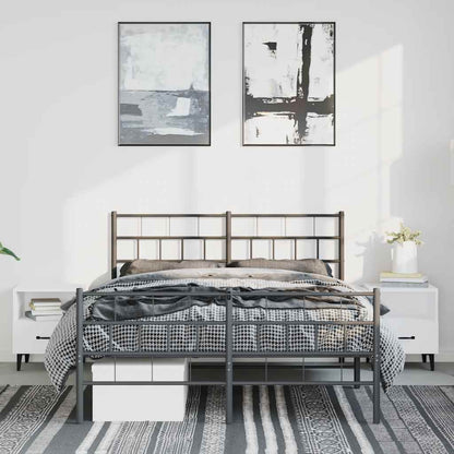 vidaXL Metal Bed Frame without Mattress with Footboard Black 135x190cm