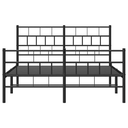 vidaXL Metal Bed Frame without Mattress with Footboard Black 135x190cm