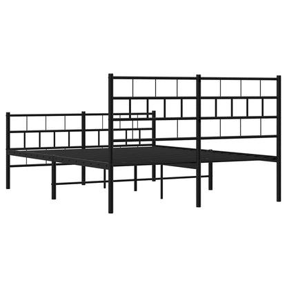 vidaXL Metal Bed Frame without Mattress with Footboard Black 135x190cm