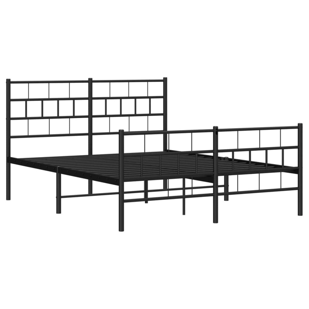 vidaXL Metal Bed Frame without Mattress with Footboard Black 140x190cm