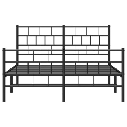 vidaXL Metal Bed Frame without Mattress with Footboard Black 140x190cm