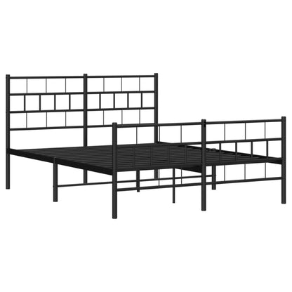 vidaXL Metal Bed Frame without Mattress with Footboard Black 140x200cm