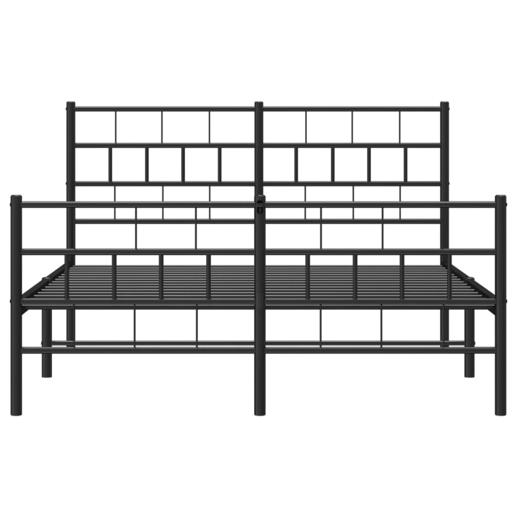vidaXL Metal Bed Frame without Mattress with Footboard Black 140x200cm