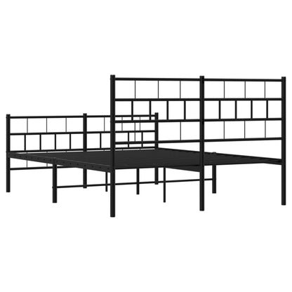 vidaXL Metal Bed Frame without Mattress with Footboard Black 140x200cm