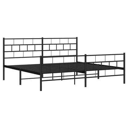 vidaXL Metal Bed Frame without Mattress with Footboard Black 183x213cm