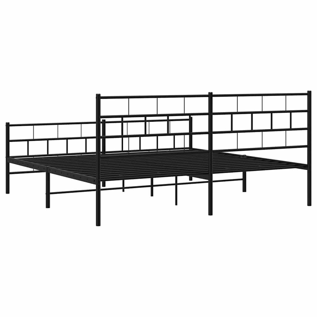 vidaXL Metal Bed Frame without Mattress with Footboard Black 183x213cm