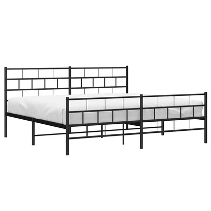 vidaXL Metal Bed Frame without Mattress with Footboard Black 193x203cm
