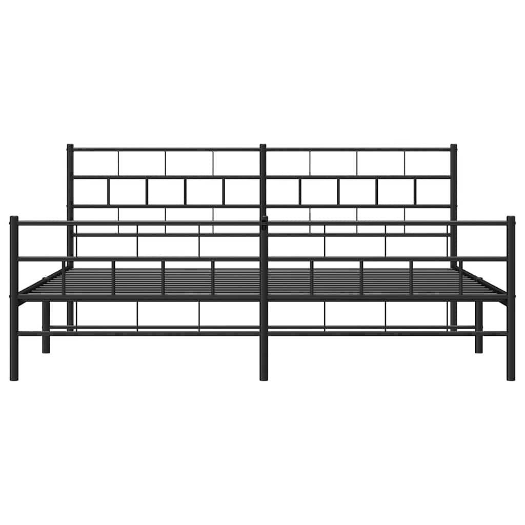 vidaXL Metal Bed Frame without Mattress with Footboard Black 193x203cm