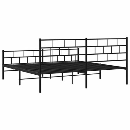 vidaXL Metal Bed Frame without Mattress with Footboard Black 193x203cm