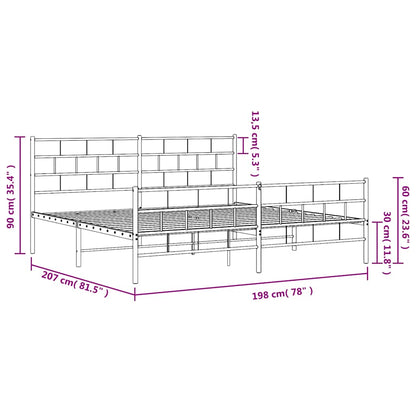vidaXL Metal Bed Frame without Mattress with Footboard Black 193x203cm
